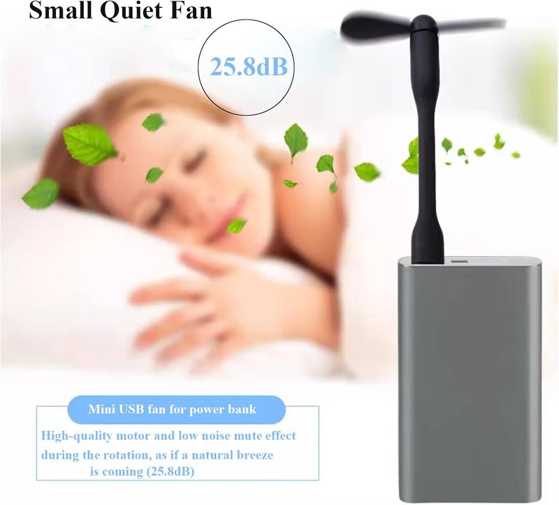 Soseelnee Mini USB Fan, Portable Pocket Fan USB-A Powered Little Cooler, Quiet Operation, for Home Office Car Outdoor Travel- 4 Pack (Black) - Image 5